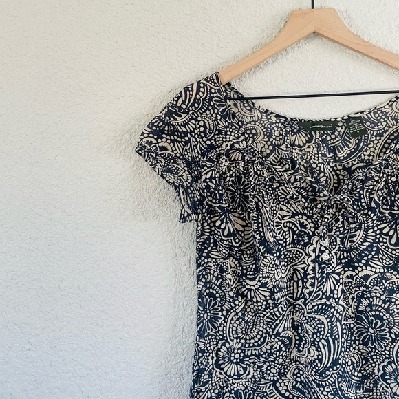 Blue & Cream Print Cotton Cover Up Mini Dress - Picture 1 of 10